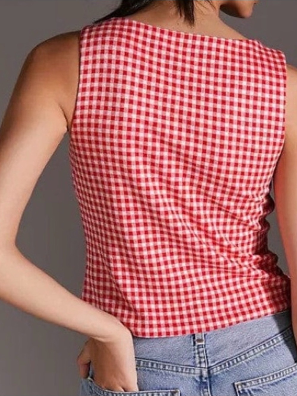 Anthropologie Eva Franco Gingham Top Bow Detail NWT - Picture 9 of 10